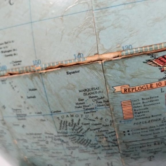 Vintage 1950s REPLOGLE 10 Inch Earth Reference Globe On Stand #1342 - Picture 13 of 16